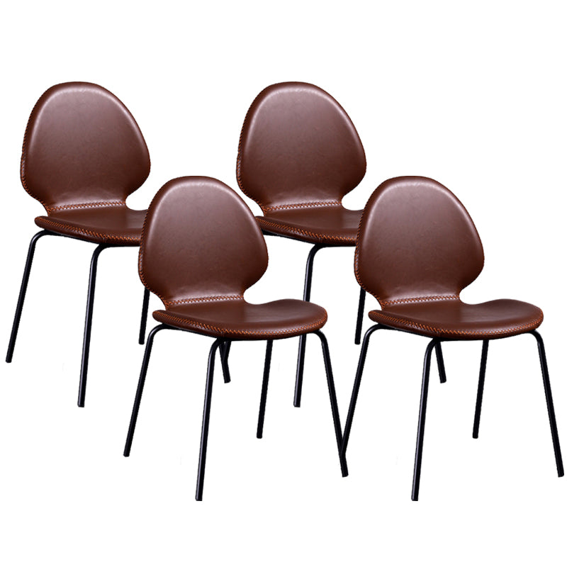 Sedia laterale contemporanea sedia da pranzo in pelle per uso domestico