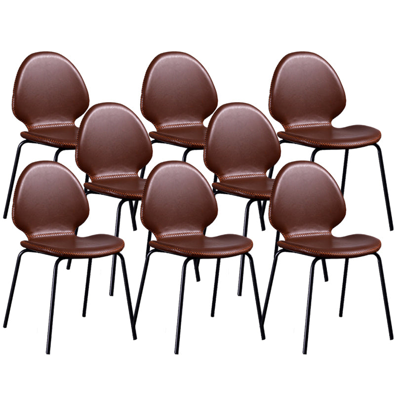 Sedia laterale contemporanea sedia da pranzo in pelle per uso domestico