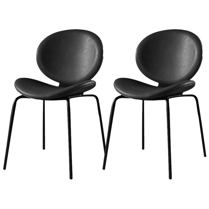 Contemporary Style Side Chair Leather Dining Chair for Dining Room Black 2 Piece Set Clearhalo 'Dining Chairs' 'Dining Tables & Seating' 'dining_chair' 'furn' 'furn_dining_chair' 'Furniture' 'Kitchen & Dining Furniture' 6390097