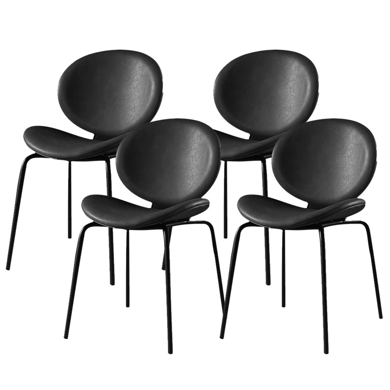Contemporary Style Side Chair Leather Dining Chair for Dining Room Black 4 Piece Set Clearhalo 'Dining Chairs' 'Dining Tables & Seating' 'dining_chair' 'furn' 'furn_dining_chair' 'Furniture' 'Kitchen & Dining Furniture' 6390098