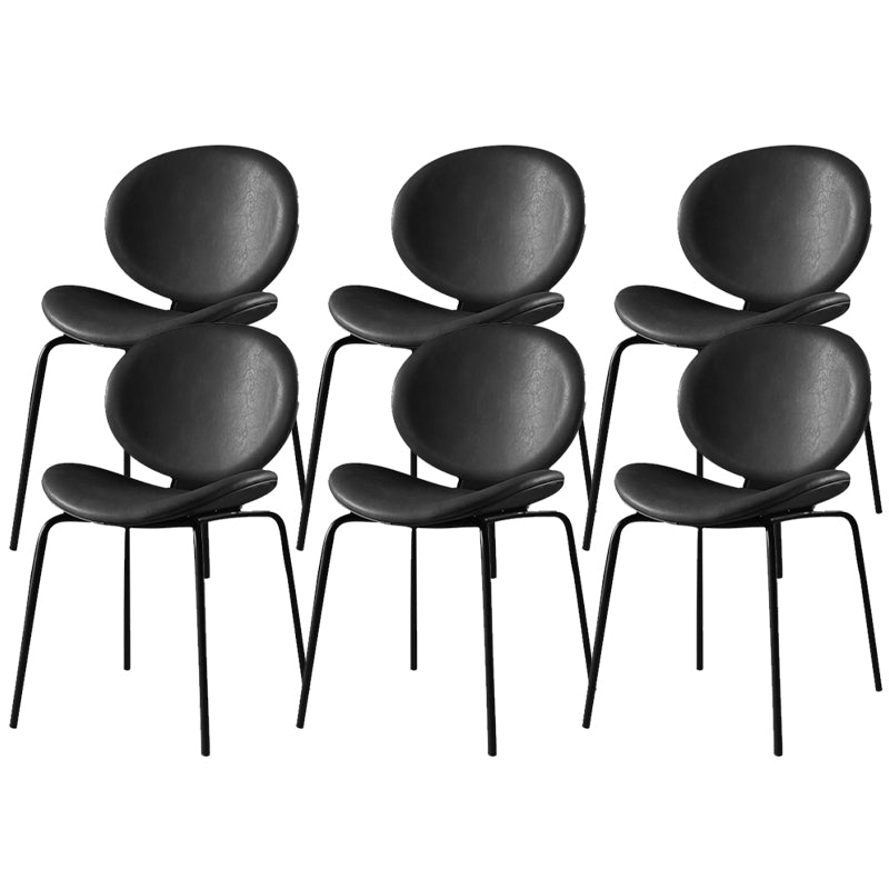 Contemporary Style Side Chair Leather Dining Chair for Dining Room Black 6 Piece Set Clearhalo 'Dining Chairs' 'Dining Tables & Seating' 'dining_chair' 'furn' 'furn_dining_chair' 'Furniture' 'Kitchen & Dining Furniture' 6390101