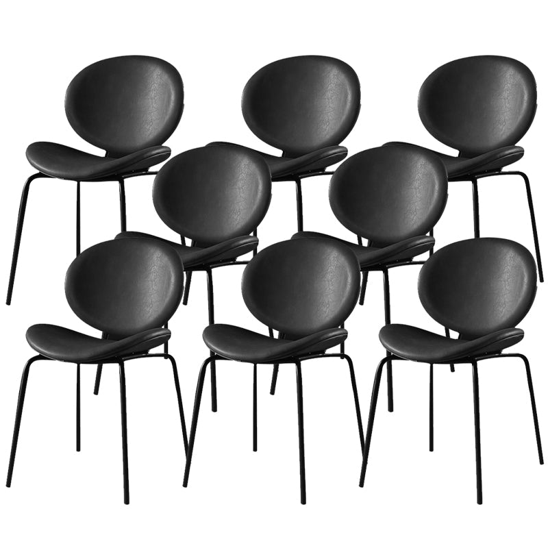 Contemporary Style Side Chair Leather Dining Chair for Dining Room Black 8 Piece Set Clearhalo 'Dining Chairs' 'Dining Tables & Seating' 'dining_chair' 'furn' 'furn_dining_chair' 'Furniture' 'Kitchen & Dining Furniture' 6390102
