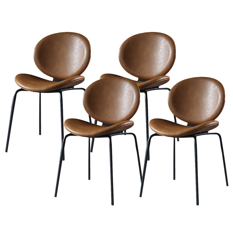 Contemporary Style Side Chair Leather Dining Chair for Dining Room Brown 4 Piece Set Clearhalo 'Dining Chairs' 'Dining Tables & Seating' 'dining_chair' 'furn' 'furn_dining_chair' 'Furniture' 'Kitchen & Dining Furniture' 6390106