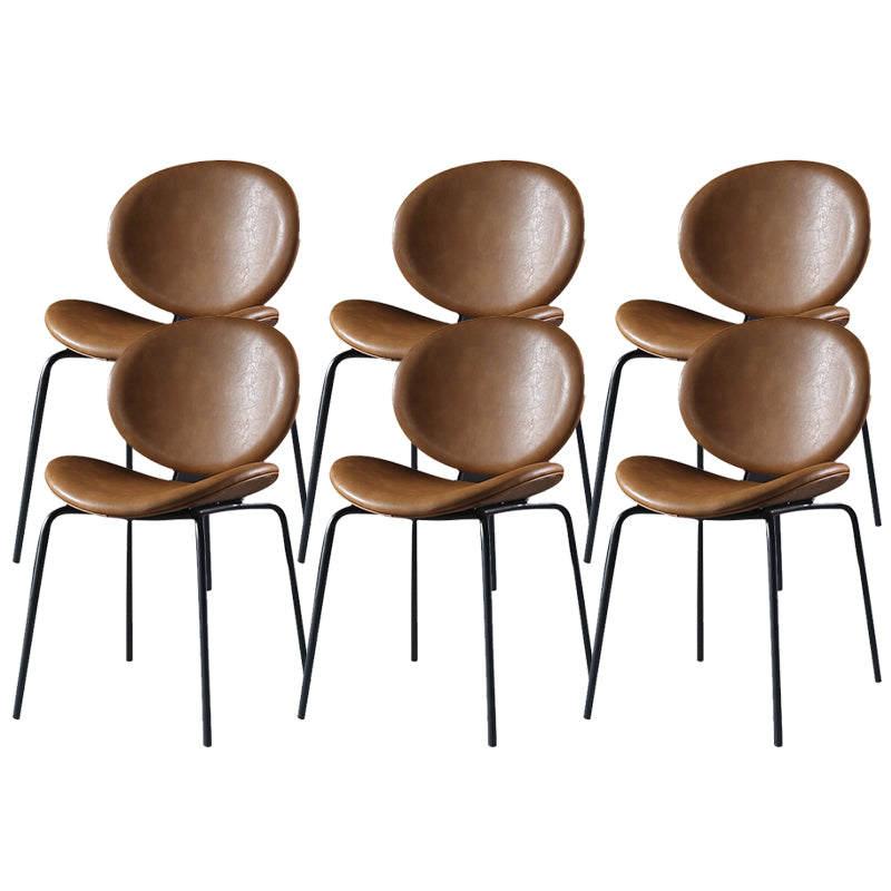 Contemporary Style Side Chair Leather Dining Chair for Dining Room Brown 6 Piece Set Clearhalo 'Dining Chairs' 'Dining Tables & Seating' 'dining_chair' 'furn' 'furn_dining_chair' 'Furniture' 'Kitchen & Dining Furniture' 6390108