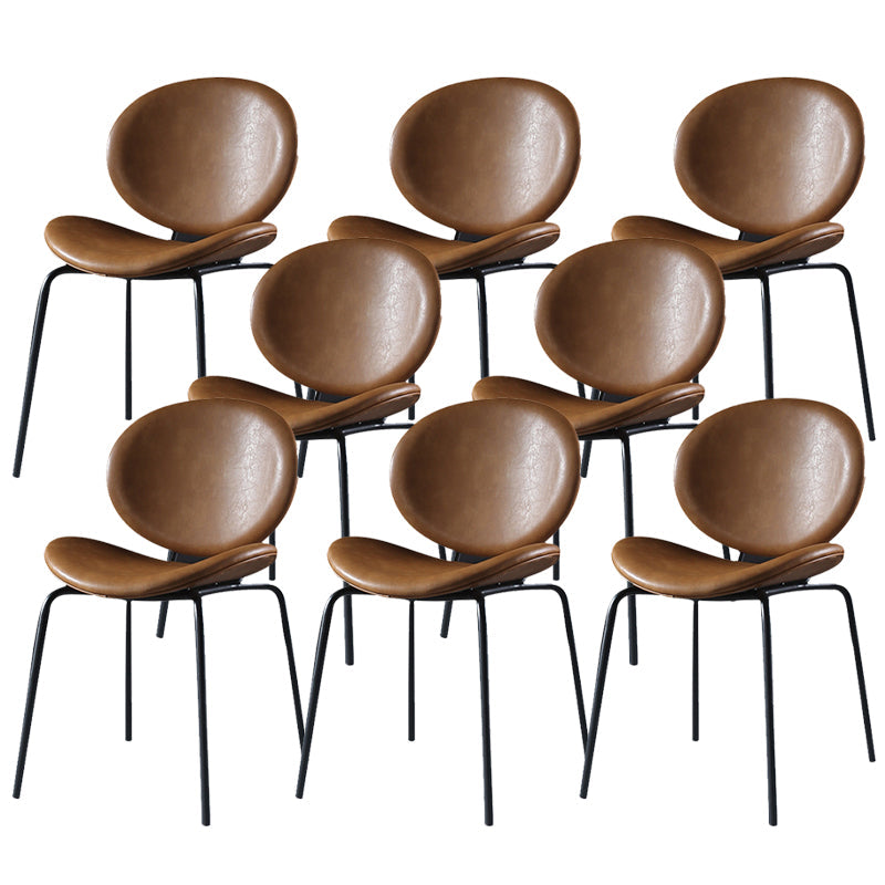 Contemporary Style Side Chair Leather Dining Chair for Dining Room Brown 8 Piece Set Clearhalo 'Dining Chairs' 'Dining Tables & Seating' 'dining_chair' 'furn' 'furn_dining_chair' 'Furniture' 'Kitchen & Dining Furniture' 6390110