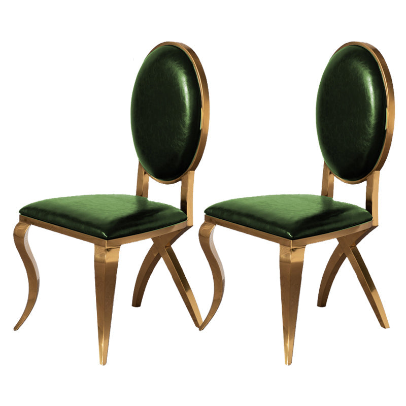 Glam Kitchen Dining Chair King Louis Back Upholstered Armless Side Chair