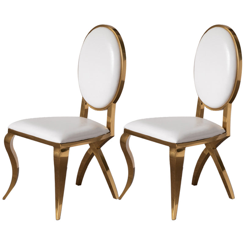 Glam Kitchen Dining Chair King Louis Back Upholstered Armless Side Chair