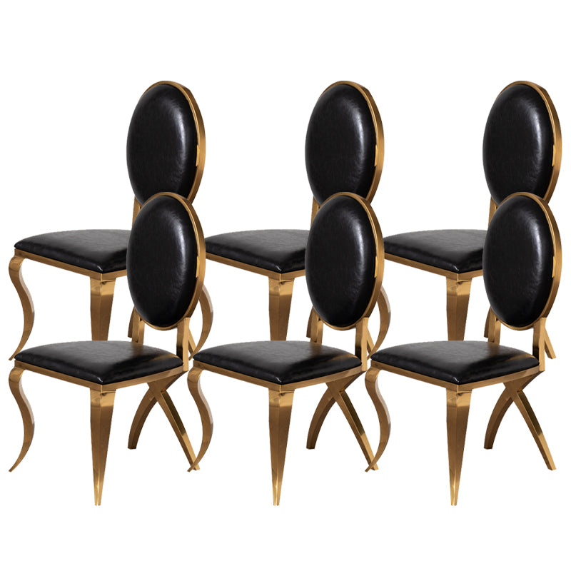 Glam Kitchen Dining Chair King Louis Back Upholstered Armless Side Chair