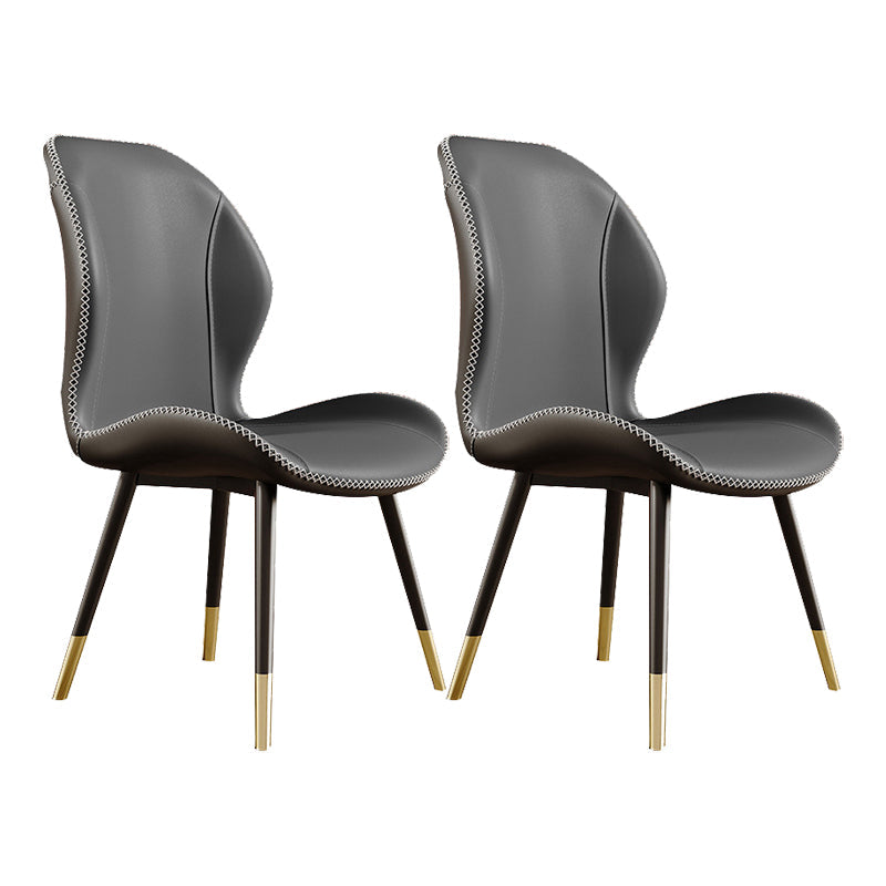 Glam Style Chair Leather Wingback Dining Chair for Kitchen Use Grey 2 Piece Set Clearhalo 'Dining Chairs' 'Dining Tables & Seating' 'dining_chair' 'furn' 'furn_dining_chair' 'Furniture' 'Kitchen & Dining Furniture' 6390178