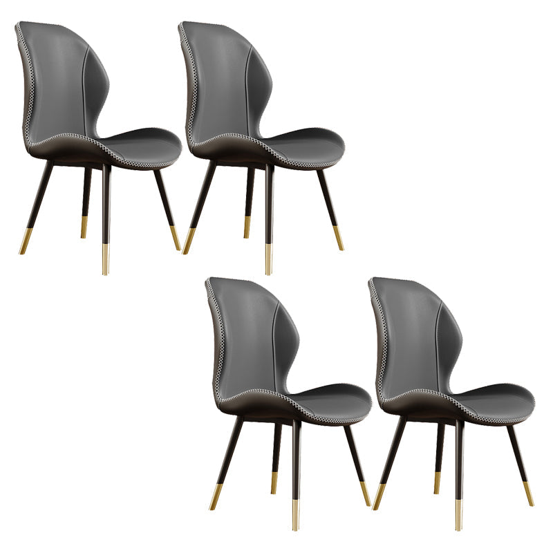Glam Style Chair Leather Wingback Dining Chair for Kitchen Use Grey 4 Piece Set Clearhalo 'Dining Chairs' 'Dining Tables & Seating' 'dining_chair' 'furn' 'furn_dining_chair' 'Furniture' 'Kitchen & Dining Furniture' 6390180