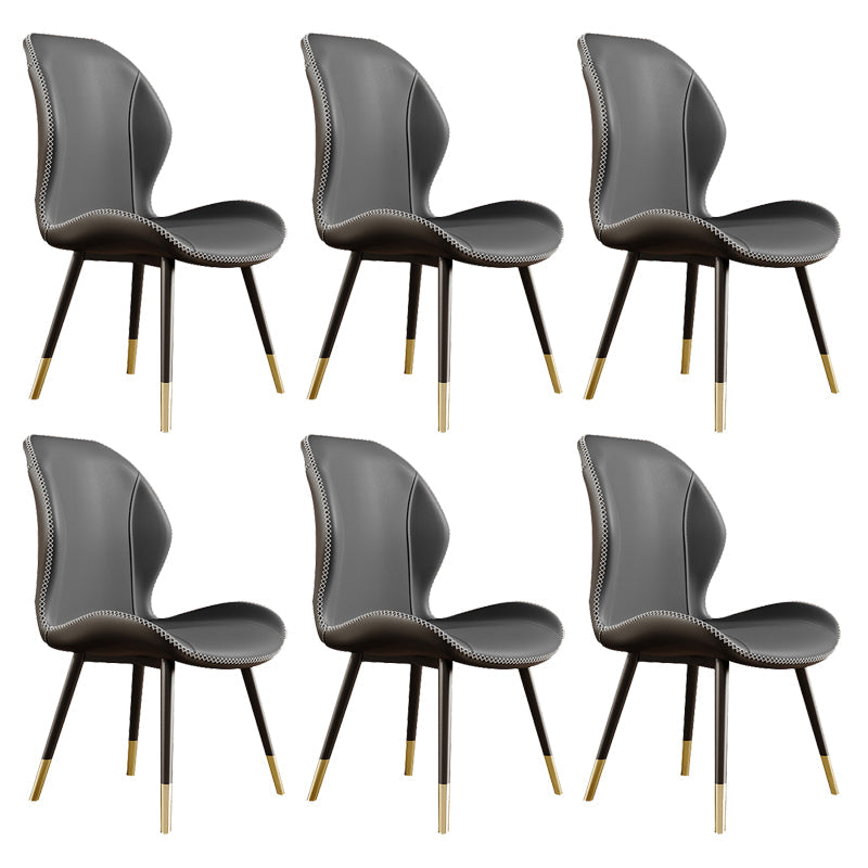 Glam Style Chair Leather Wingback Dining Chair for Kitchen Use Grey 6 Piece Set Clearhalo 'Dining Chairs' 'Dining Tables & Seating' 'dining_chair' 'furn' 'furn_dining_chair' 'Furniture' 'Kitchen & Dining Furniture' 6390181