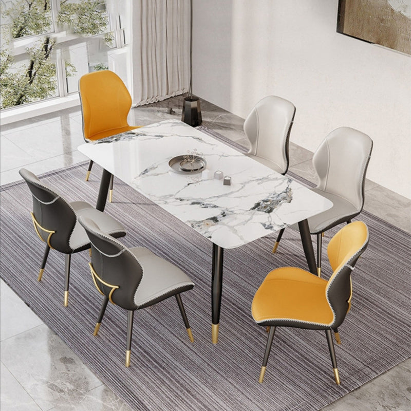 Glam Style Chair Leather Wingback Dining Chair for Kitchen Use Clearhalo 'Dining Chairs' 'Dining Tables & Seating' 'dining_chair' 'furn' 'furn_dining_chair' 'Furniture' 'Kitchen & Dining Furniture' 6390182