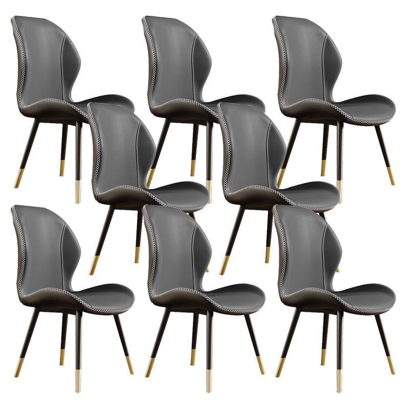 Glam Style Chair Leather Wingback Dining Chair for Kitchen Use Grey 8 Piece Set Clearhalo 'Dining Chairs' 'Dining Tables & Seating' 'dining_chair' 'furn' 'furn_dining_chair' 'Furniture' 'Kitchen & Dining Furniture' 6390183