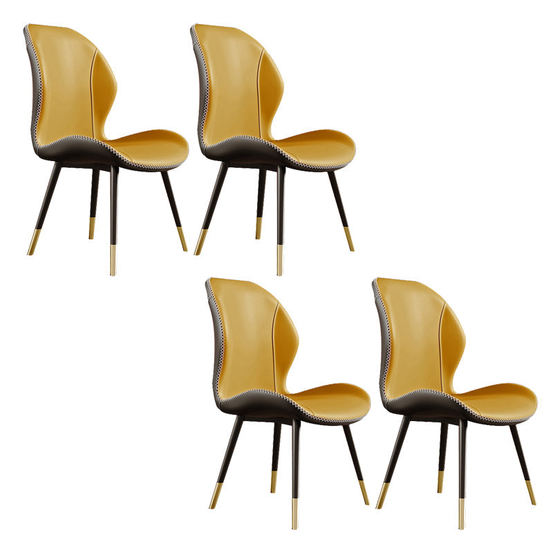 Glam Style Chair Leather Wingback Dining Chair for Kitchen Use Yellow 4 Piece Set Clearhalo 'Dining Chairs' 'Dining Tables & Seating' 'dining_chair' 'furn' 'furn_dining_chair' 'Furniture' 'Kitchen & Dining Furniture' 6390187