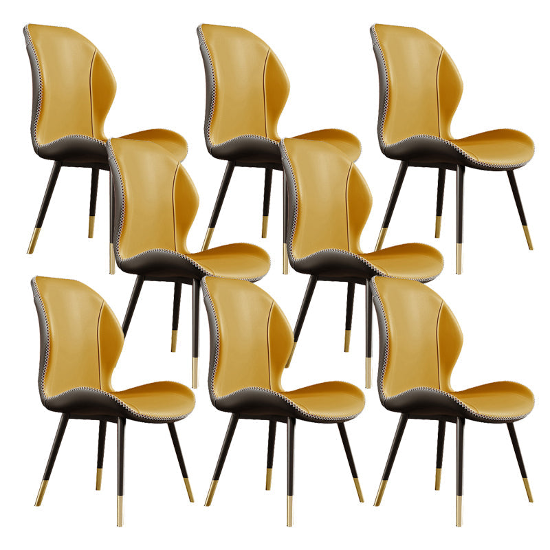 Glam Style Chair Leather Wingback Dining Chair for Kitchen Use Yellow 8 Piece Set Clearhalo 'Dining Chairs' 'Dining Tables & Seating' 'dining_chair' 'furn' 'furn_dining_chair' 'Furniture' 'Kitchen & Dining Furniture' 6390191