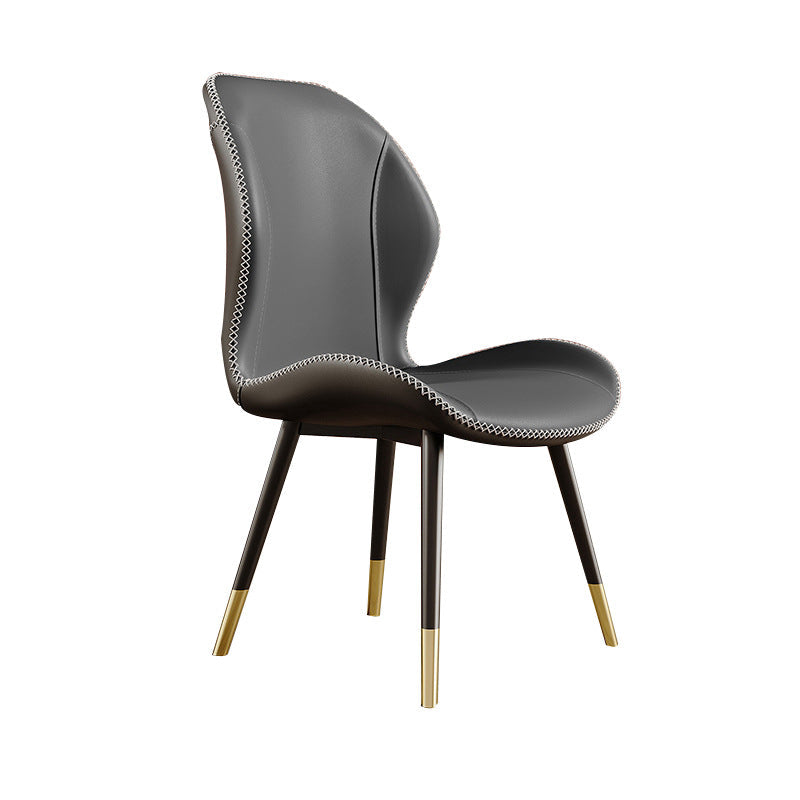 Glam Style Chair Leather Wingback Dining Chair for Kitchen Use Clearhalo 'Dining Chairs' 'Dining Tables & Seating' 'dining_chair' 'furn' 'furn_dining_chair' 'Furniture' 'Kitchen & Dining Furniture' 6390192