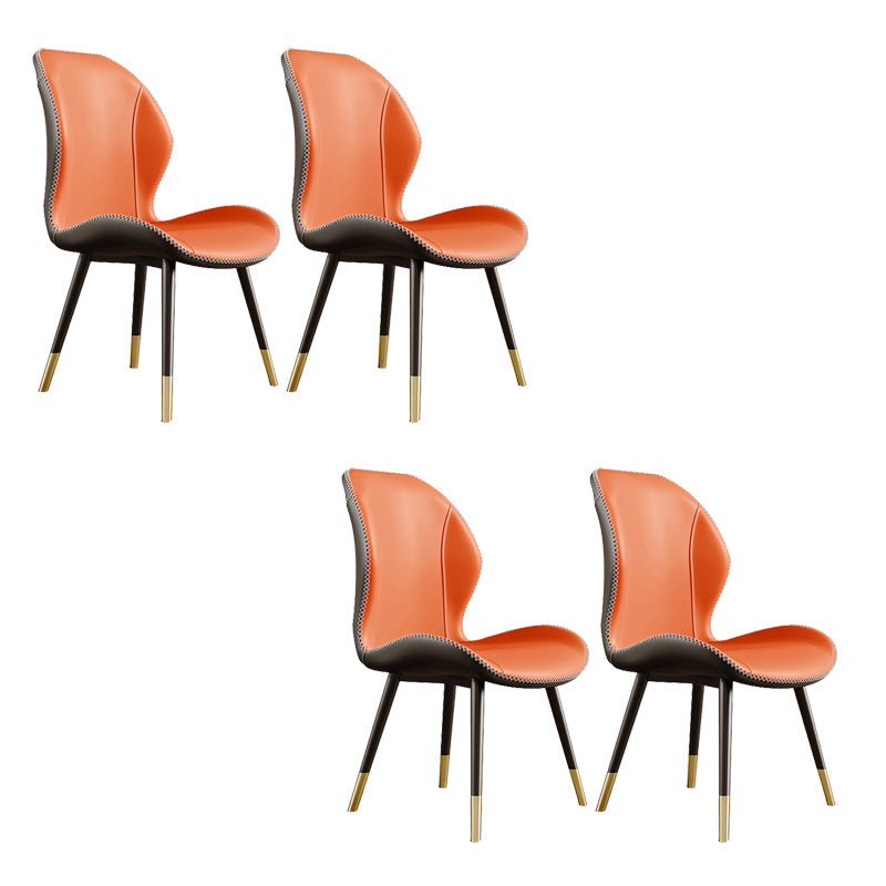 Glam Style Chair Leather Wingback Dining Chair for Kitchen Use Orange 4 Piece Set Clearhalo 'Dining Chairs' 'Dining Tables & Seating' 'dining_chair' 'furn' 'furn_dining_chair' 'Furniture' 'Kitchen & Dining Furniture' 6390195