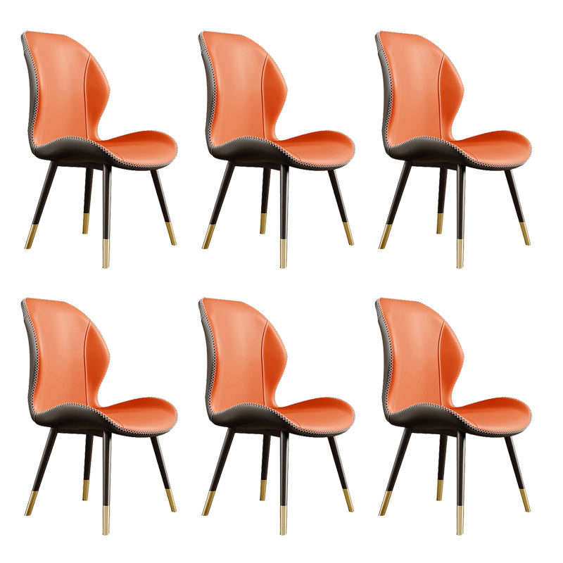Glam Style Chair Leather Wingback Dining Chair for Kitchen Use Orange 6 Piece Set Clearhalo 'Dining Chairs' 'Dining Tables & Seating' 'dining_chair' 'furn' 'furn_dining_chair' 'Furniture' 'Kitchen & Dining Furniture' 6390198