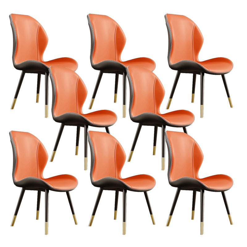 Glam Style Chair Leather Wingback Dining Chair for Kitchen Use Orange 8 Piece Set Clearhalo 'Dining Chairs' 'Dining Tables & Seating' 'dining_chair' 'furn' 'furn_dining_chair' 'Furniture' 'Kitchen & Dining Furniture' 6390200