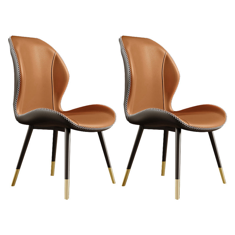 Glam Style Chair Leather Wingback Dining Chair for Kitchen Use Brown 2 Piece Set Clearhalo 'Dining Chairs' 'Dining Tables & Seating' 'dining_chair' 'furn' 'furn_dining_chair' 'Furniture' 'Kitchen & Dining Furniture' 6390202