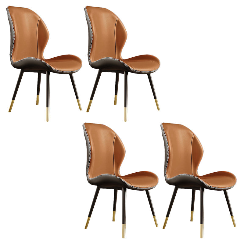 Glam Style Chair Leather Wingback Dining Chair for Kitchen Use Brown 4 Piece Set Clearhalo 'Dining Chairs' 'Dining Tables & Seating' 'dining_chair' 'furn' 'furn_dining_chair' 'Furniture' 'Kitchen & Dining Furniture' 6390203