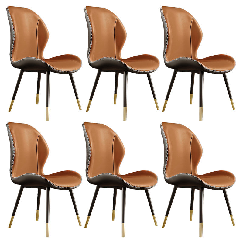 Glam Style Chair Leather Wingback Dining Chair for Kitchen Use Brown 6 Piece Set Clearhalo 'Dining Chairs' 'Dining Tables & Seating' 'dining_chair' 'furn' 'furn_dining_chair' 'Furniture' 'Kitchen & Dining Furniture' 6390204