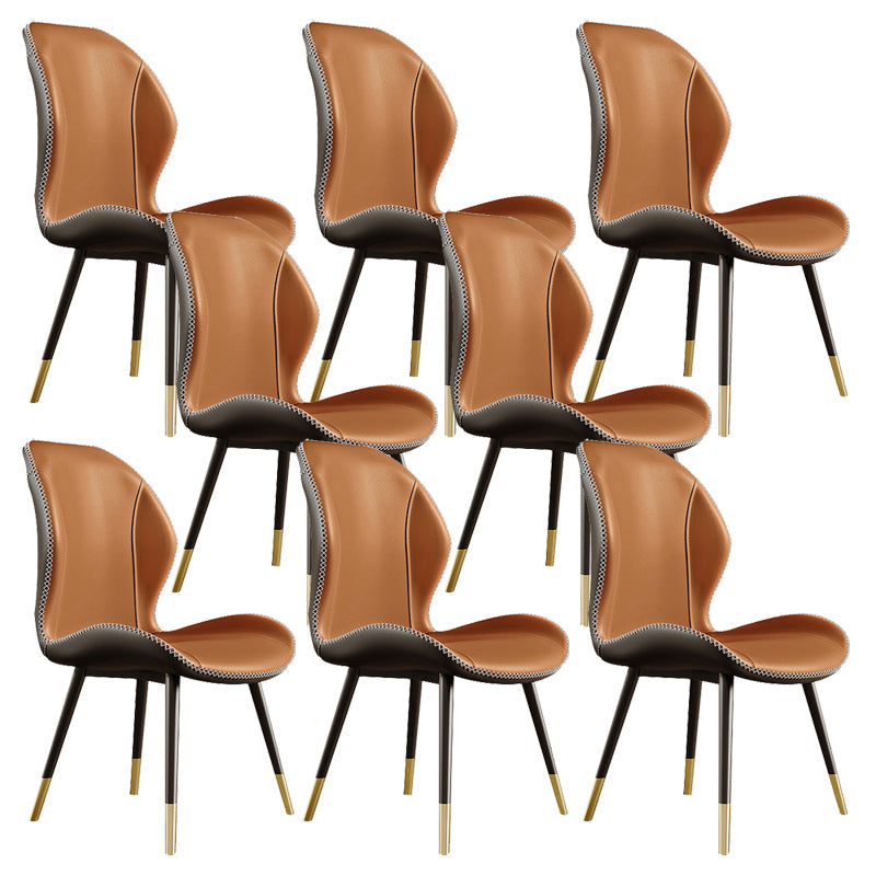 Glam Style Chair Leather Wingback Dining Chair for Kitchen Use Brown 8 Piece Set Clearhalo 'Dining Chairs' 'Dining Tables & Seating' 'dining_chair' 'furn' 'furn_dining_chair' 'Furniture' 'Kitchen & Dining Furniture' 6390205