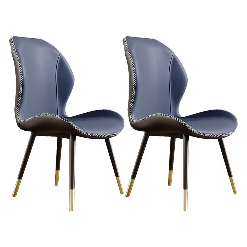 Glam Style Chair Leather Wingback Dining Chair for Kitchen Use Blue 2 Piece Set Clearhalo 'Dining Chairs' 'Dining Tables & Seating' 'dining_chair' 'furn' 'furn_dining_chair' 'Furniture' 'Kitchen & Dining Furniture' 6390206