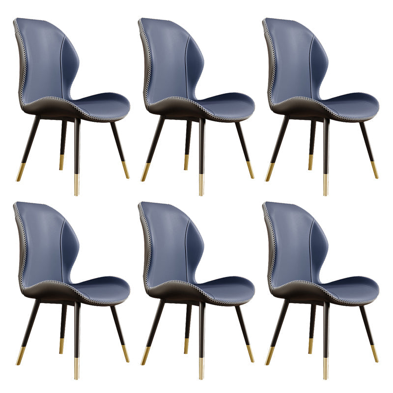 Glam Style Chair Leather Wingback Dining Chair for Kitchen Use Blue 6 Piece Set Clearhalo 'Dining Chairs' 'Dining Tables & Seating' 'dining_chair' 'furn' 'furn_dining_chair' 'Furniture' 'Kitchen & Dining Furniture' 6390208