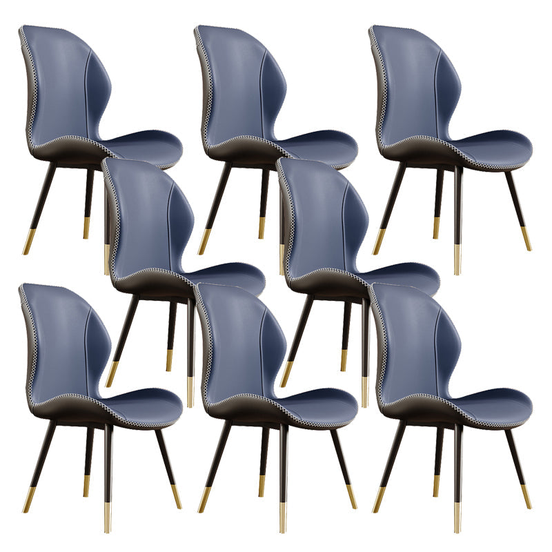 Glam Style Chair Leather Wingback Dining Chair for Kitchen Use Blue 8 Piece Set Clearhalo 'Dining Chairs' 'Dining Tables & Seating' 'dining_chair' 'furn' 'furn_dining_chair' 'Furniture' 'Kitchen & Dining Furniture' 6390209