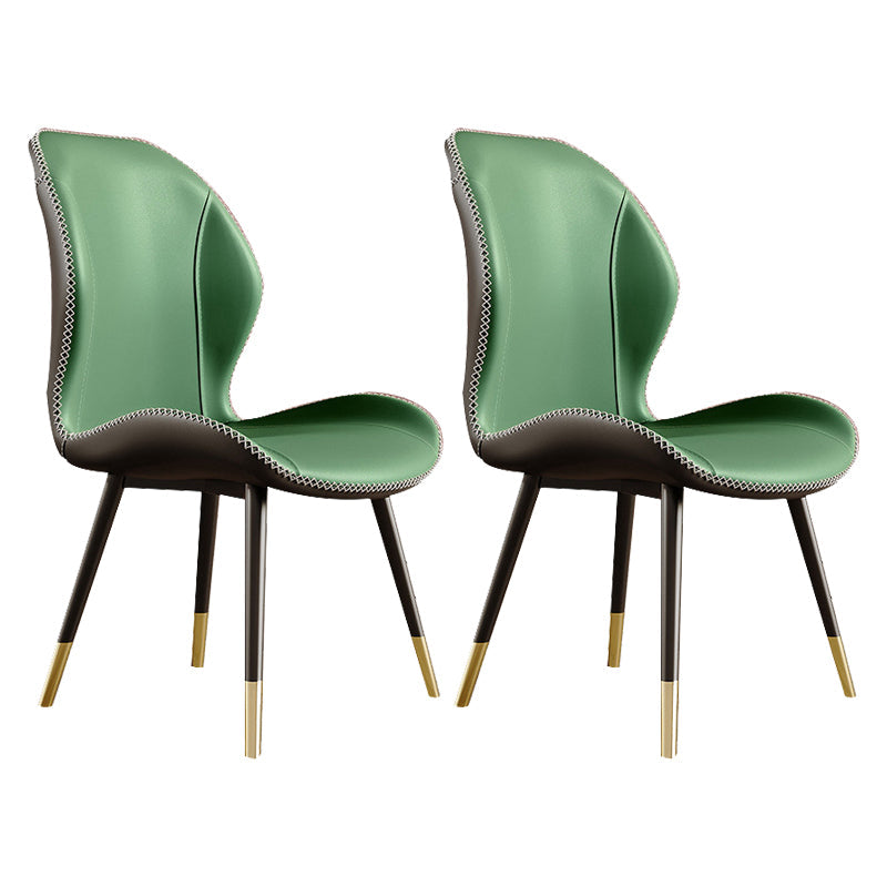 Glam Style Chair Leather Wingback Dining Chair for Kitchen Use Green 2 Piece Set Clearhalo 'Dining Chairs' 'Dining Tables & Seating' 'dining_chair' 'furn' 'furn_dining_chair' 'Furniture' 'Kitchen & Dining Furniture' 6390210