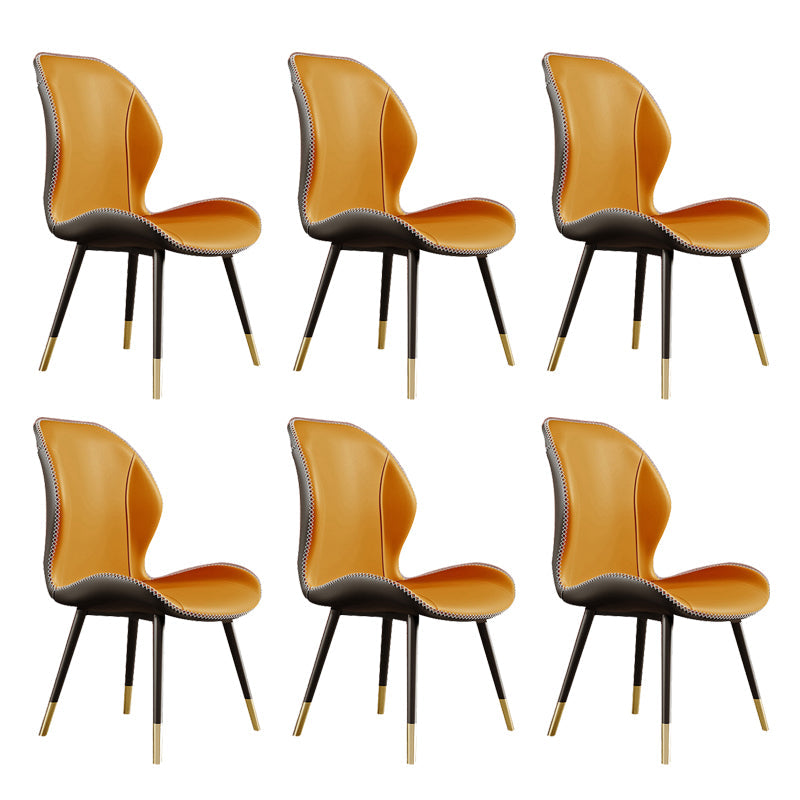 Glam Style Chair Leather Wingback Dining Chair for Kitchen Use Ginger 6 Piece Set Clearhalo 'Dining Chairs' 'Dining Tables & Seating' 'dining_chair' 'furn' 'furn_dining_chair' 'Furniture' 'Kitchen & Dining Furniture' 6390216