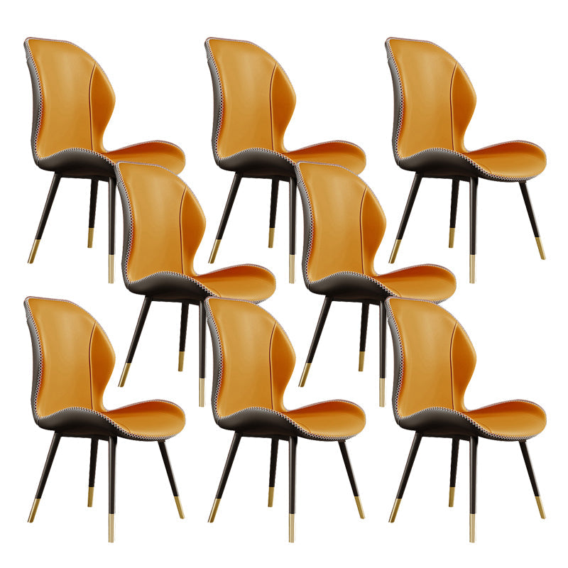 Glam Style Chair Leather Wingback Dining Chair for Kitchen Use Ginger 8 Piece Set Clearhalo 'Dining Chairs' 'Dining Tables & Seating' 'dining_chair' 'furn' 'furn_dining_chair' 'Furniture' 'Kitchen & Dining Furniture' 6390217