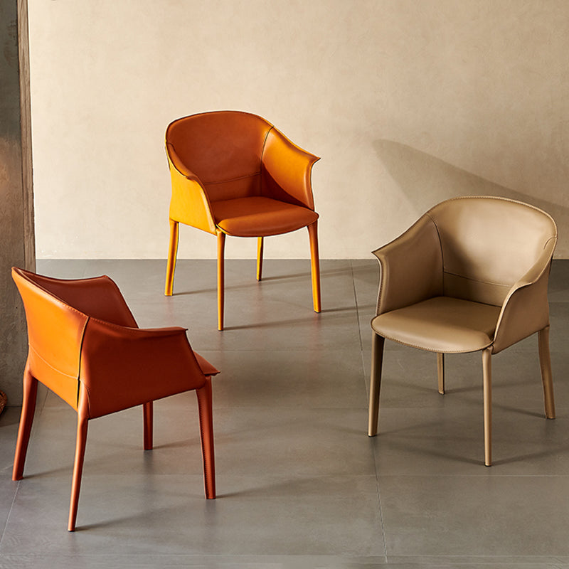 Eigentijdse stijl armstoel lederen eetkamerstoel voor thuisgebruik