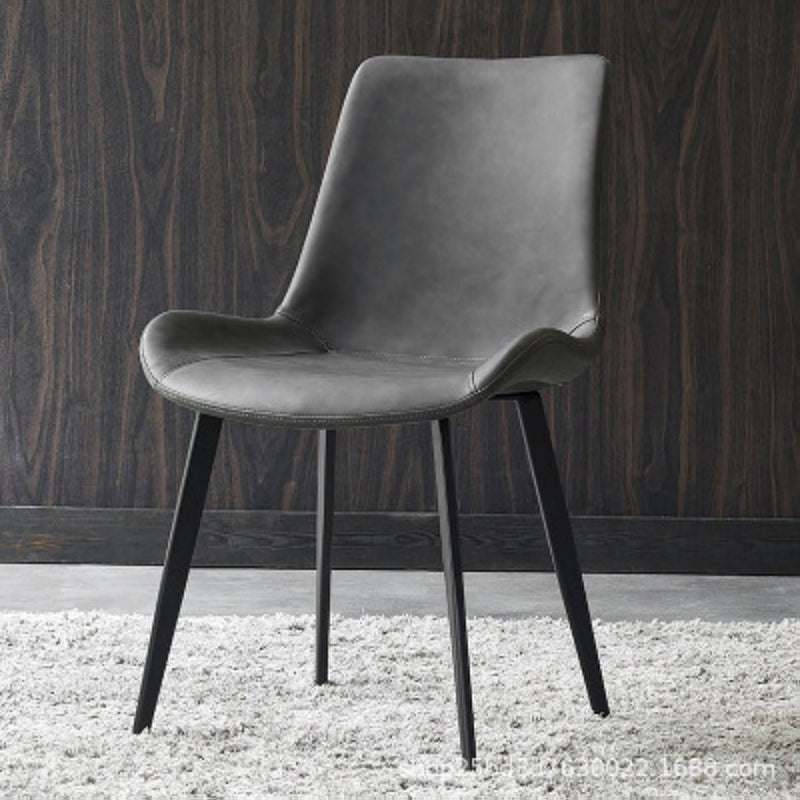 Modern Leather Side Chair Solid Back Dining Chair with Metal Base Clearhalo 'Dining Chairs' 'Dining Tables & Seating' 'dining_chair' 'furn' 'furn_dining_chair' 'Furniture' 'Kitchen & Dining Furniture' 6390327