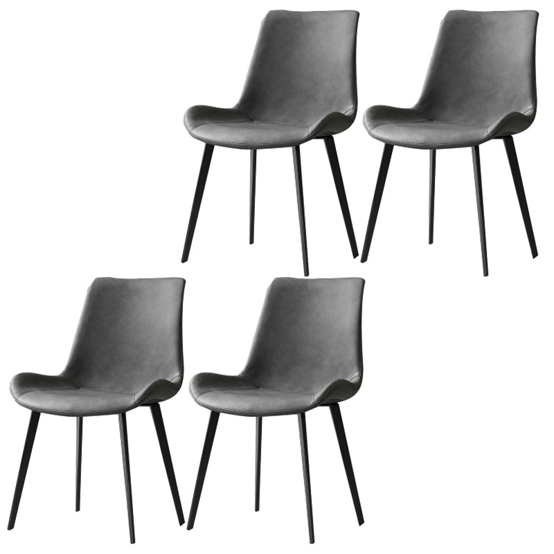 Modern Leather Side Chair Solid Back Dining Chair with Metal Base Grey 4 Piece Set Clearhalo 'Dining Chairs' 'Dining Tables & Seating' 'dining_chair' 'furn' 'furn_dining_chair' 'Furniture' 'Kitchen & Dining Furniture' 6390328