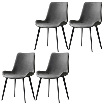 Modern Leather Side Chair Solid Back Dining Chair with Metal Base Grey 4 Piece Set Clearhalo 'Dining Chairs' 'Dining Tables & Seating' 'dining_chair' 'furn' 'furn_dining_chair' 'Furniture' 'Kitchen & Dining Furniture' 6390328