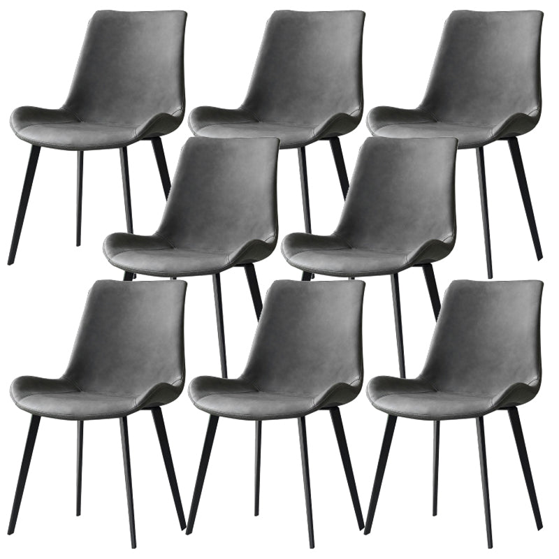Modern Leather Side Chair Solid Back Dining Chair with Metal Base Grey 8 Piece Set Clearhalo 'Dining Chairs' 'Dining Tables & Seating' 'dining_chair' 'furn' 'furn_dining_chair' 'Furniture' 'Kitchen & Dining Furniture' 6390329