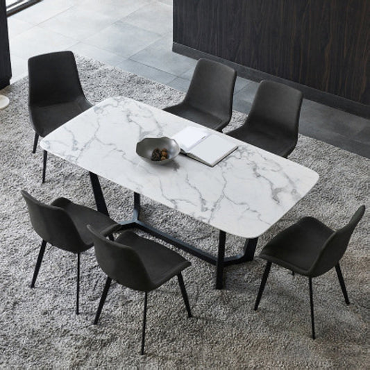 Modern Leather Side Chair Solid Back Dining Chair with Metal Base Clearhalo 'Dining Chairs' 'Dining Tables & Seating' 'dining_chair' 'furn' 'furn_dining_chair' 'Furniture' 'Kitchen & Dining Furniture' 6390330