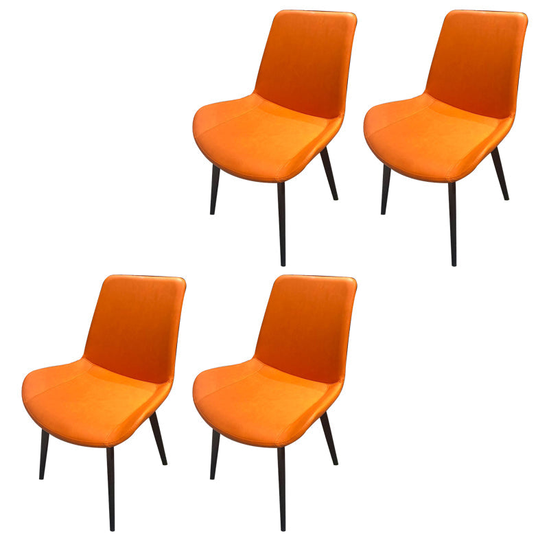 Modern Leather Side Chair Solid Back Dining Chair with Metal Base Orange 4 Piece Set Clearhalo 'Dining Chairs' 'Dining Tables & Seating' 'dining_chair' 'furn' 'furn_dining_chair' 'Furniture' 'Kitchen & Dining Furniture' 6390331