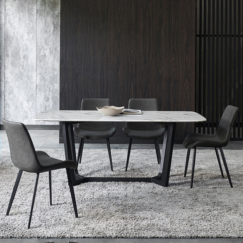 Modern Leather Side Chair Solid Back Dining Chair with Metal Base Clearhalo 'Dining Chairs' 'Dining Tables & Seating' 'dining_chair' 'furn' 'furn_dining_chair' 'Furniture' 'Kitchen & Dining Furniture' 6390332