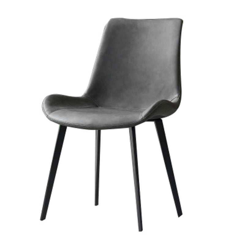 Modern Leather Side Chair Solid Back Dining Chair with Metal Base Clearhalo 'Dining Chairs' 'Dining Tables & Seating' 'dining_chair' 'furn' 'furn_dining_chair' 'Furniture' 'Kitchen & Dining Furniture' 6390336