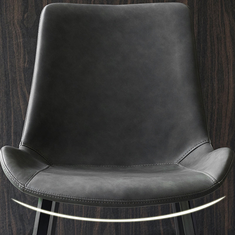 Modern Leather Side Chair Solid Back Dining Chair with Metal Base Clearhalo 'Dining Chairs' 'Dining Tables & Seating' 'dining_chair' 'furn' 'furn_dining_chair' 'Furniture' 'Kitchen & Dining Furniture' 6390338