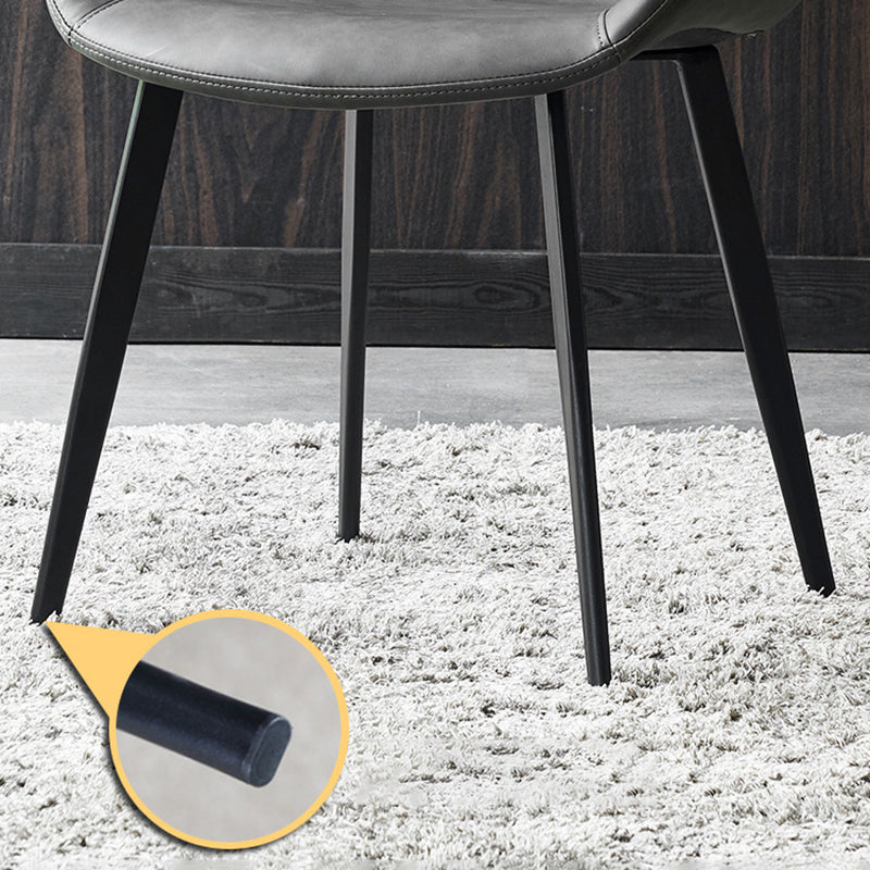 Modern Leather Side Chair Solid Back Dining Chair with Metal Base Clearhalo 'Dining Chairs' 'Dining Tables & Seating' 'dining_chair' 'furn' 'furn_dining_chair' 'Furniture' 'Kitchen & Dining Furniture' 6390340