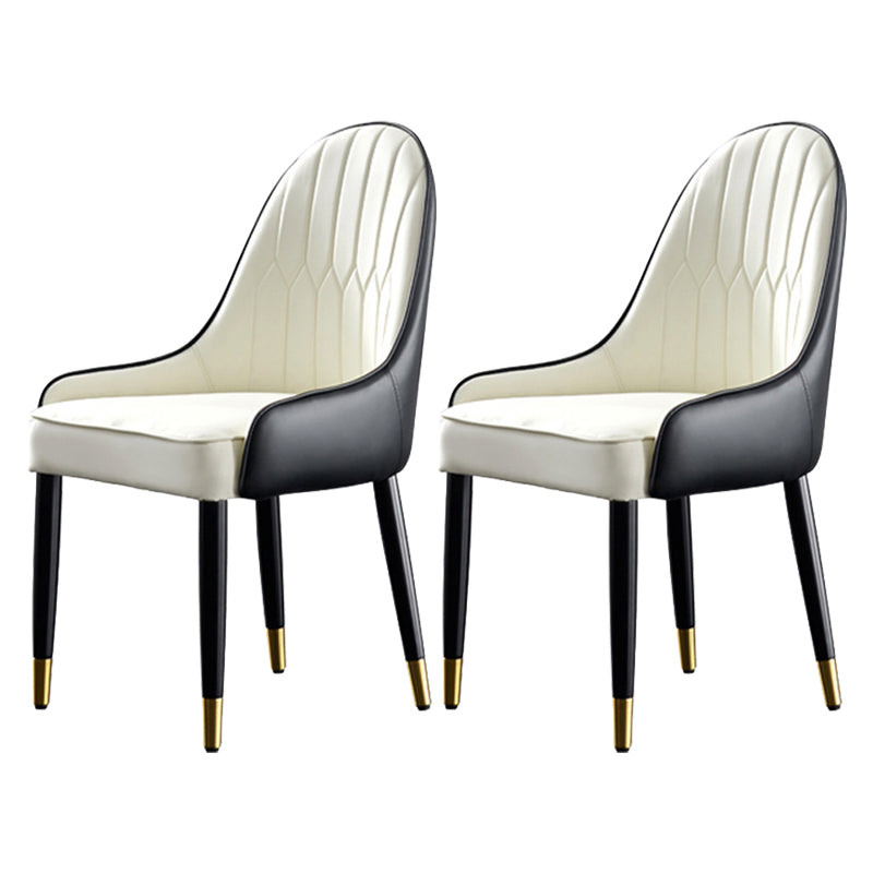Contemporary Side Chair Upholstered Armless Faux Leather Dining Chairs White 2 Piece Set Clearhalo 'Dining Chairs' 'Dining Tables & Seating' 'dining_chair' 'furn' 'furn_dining_chair' 'Furniture' 'Kitchen & Dining Furniture' 6390370