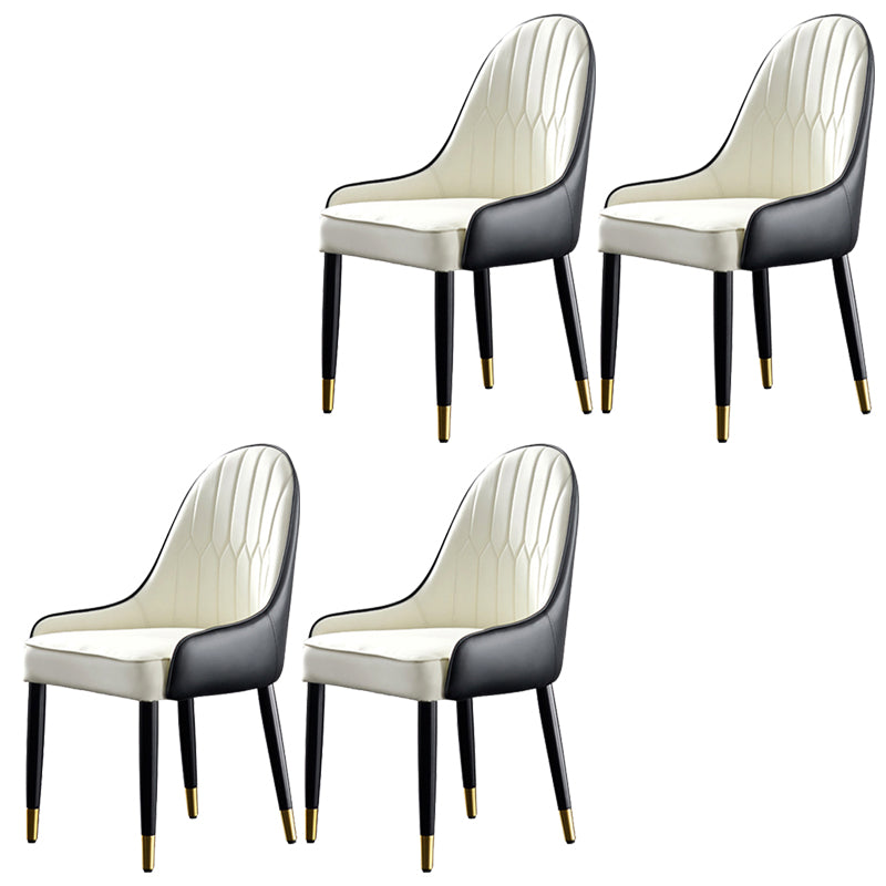 Contemporary Side Chair Upholstered Armless Faux Leather Dining Chairs White 4 Piece Set Clearhalo 'Dining Chairs' 'Dining Tables & Seating' 'dining_chair' 'furn' 'furn_dining_chair' 'Furniture' 'Kitchen & Dining Furniture' 6390371