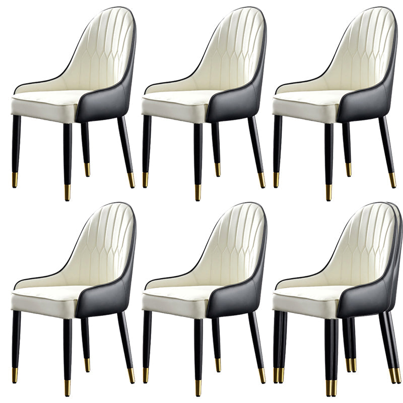 Contemporary Side Chair Upholstered Armless Faux Leather Dining Chairs White 6 Piece Set Clearhalo 'Dining Chairs' 'Dining Tables & Seating' 'dining_chair' 'furn' 'furn_dining_chair' 'Furniture' 'Kitchen & Dining Furniture' 6390373