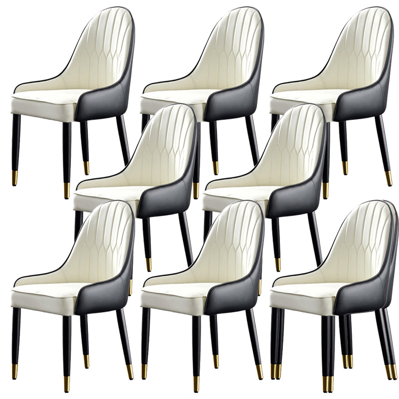 Contemporary Side Chair Upholstered Armless Faux Leather Dining Chairs White 8 Piece Set Clearhalo 'Dining Chairs' 'Dining Tables & Seating' 'dining_chair' 'furn' 'furn_dining_chair' 'Furniture' 'Kitchen & Dining Furniture' 6390376