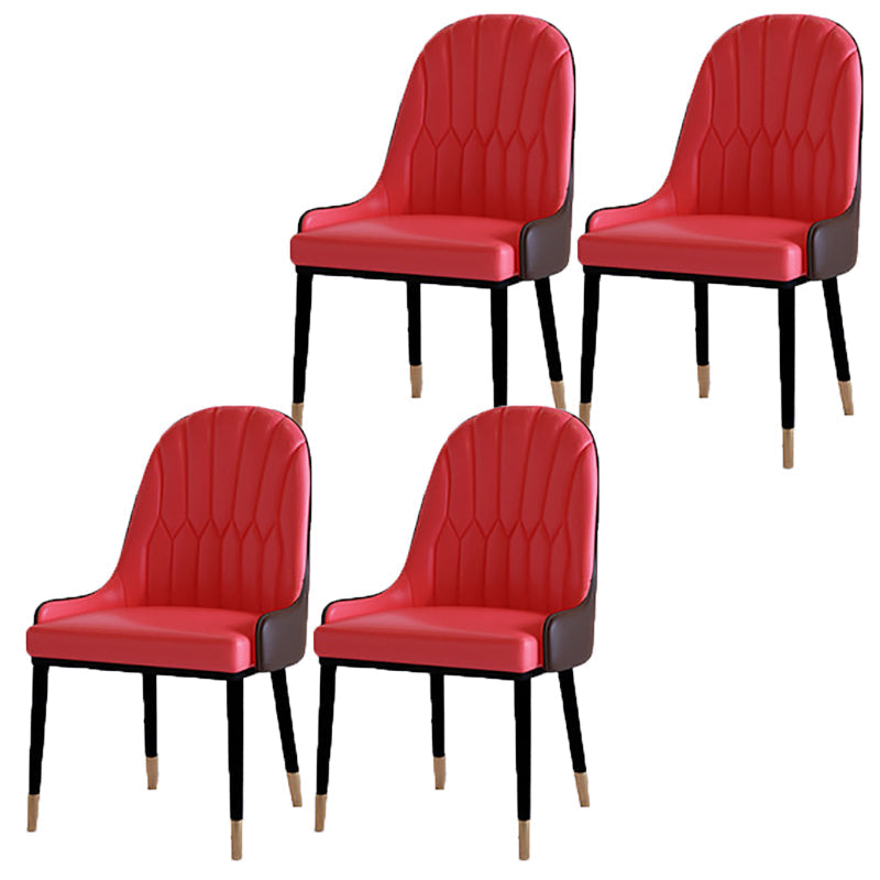 Contemporary Side Chair Upholstered Armless Faux Leather Dining Chairs Red 4 Piece Set Clearhalo 'Dining Chairs' 'Dining Tables & Seating' 'dining_chair' 'furn' 'furn_dining_chair' 'Furniture' 'Kitchen & Dining Furniture' 6390380