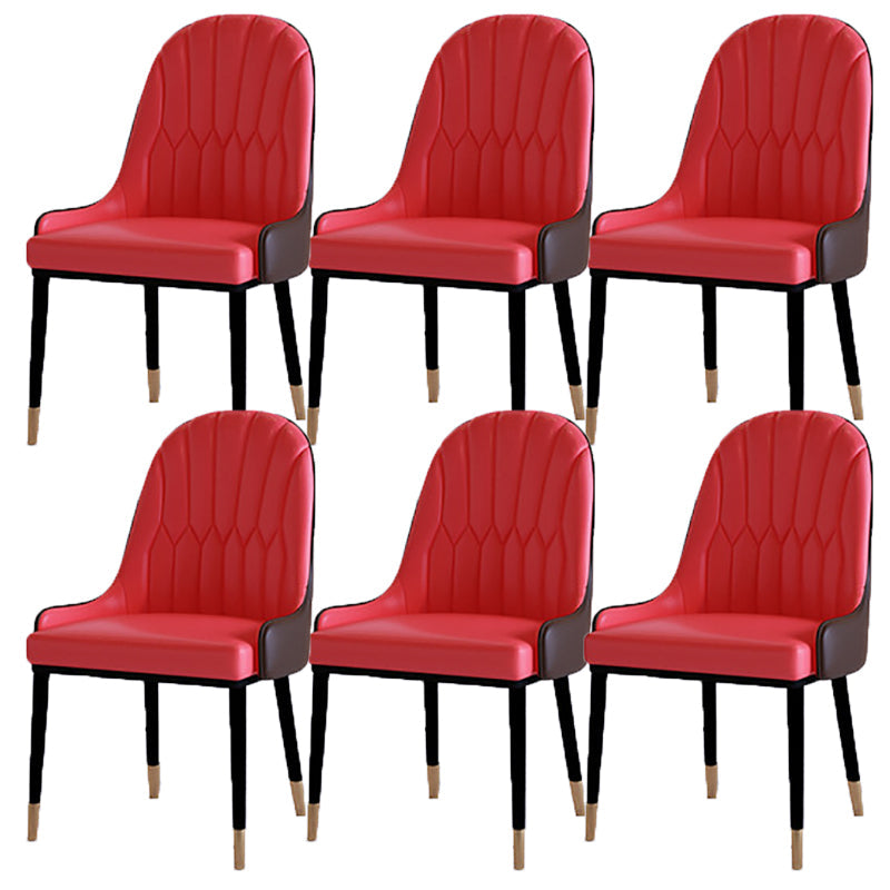 Contemporary Side Chair Upholstered Armless Faux Leather Dining Chairs Red 6 Piece Set Clearhalo 'Dining Chairs' 'Dining Tables & Seating' 'dining_chair' 'furn' 'furn_dining_chair' 'Furniture' 'Kitchen & Dining Furniture' 6390381